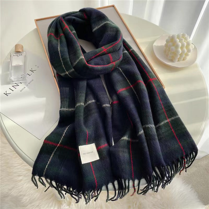 Style Fashion Patch Small Plaid Tassel Scarfs