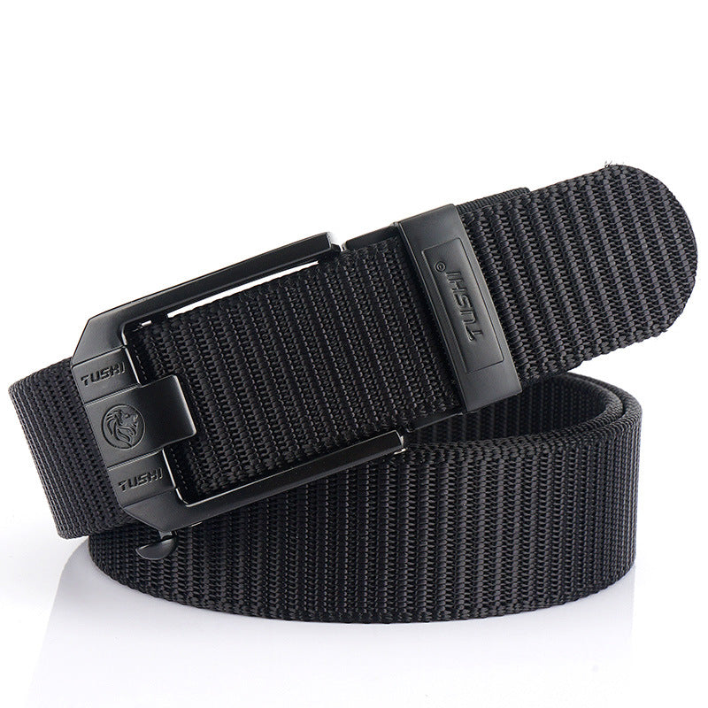 Toothless Automatic Buckle Woven Thick Nylon Canvas Belts