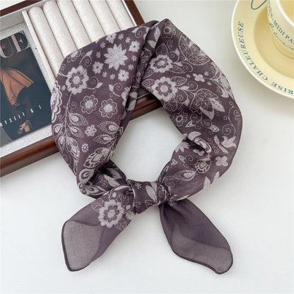 Women's Band Cotton Linen Small Square Towel Scarfs