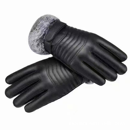 Men's Touch Screen Leather Arrow Design Ski Gloves