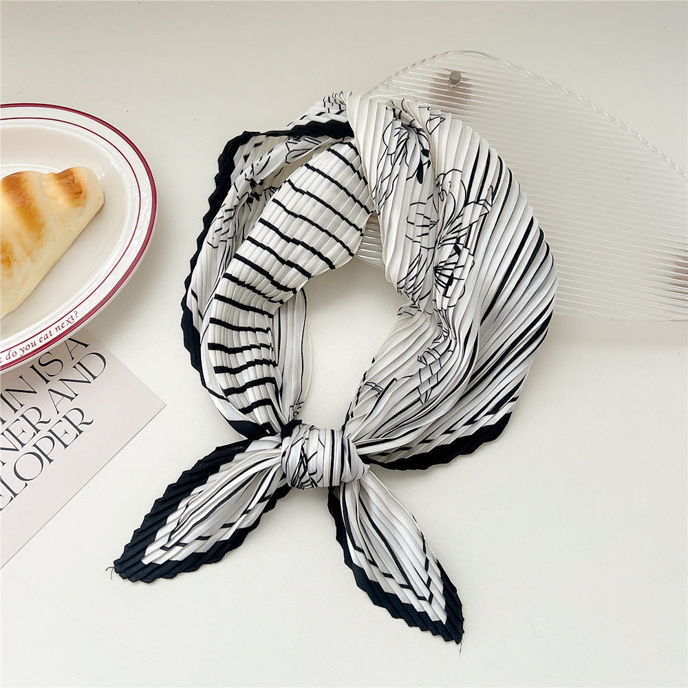 Women's Crumpled Kerchief Summer East Gate Pleated Decorative Printed Hair Scarfs