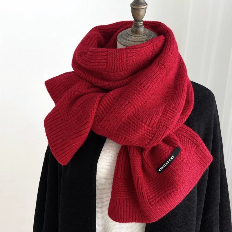 Women's Wool Korean Style Positive Negative Knitted Scarfs