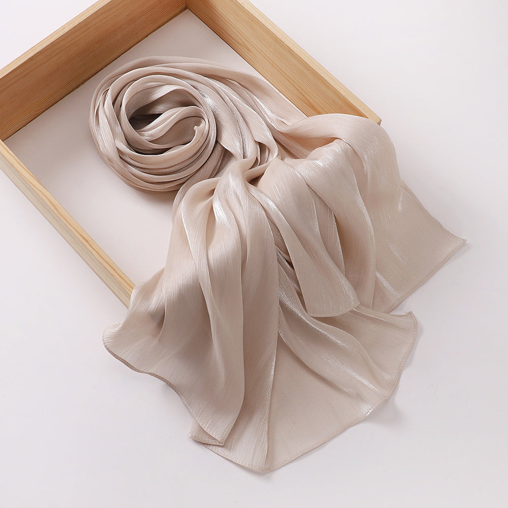 Breathable Cool Island Satin Smooth Crepe Malaysia Scarfs