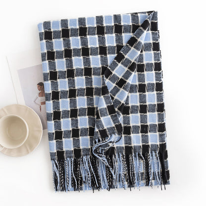 Sweet Color Plaid Winter Chessboard Artificial Cashmere Korean Style Scarfs