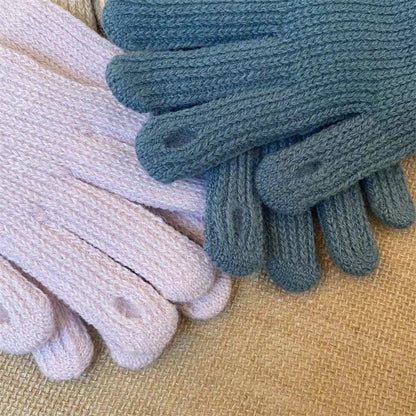 Women's Korean Style Solid Color Knitted Knitting Gloves