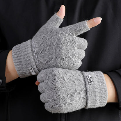 Men's Thickened Thermal Knitting Wool Driving Cycling Gloves