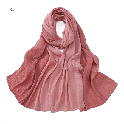 Women's Fashion Travel Gradient Color Pleated Composite Scarfs