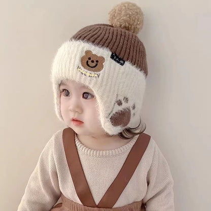 Children's Bear Trendy Cool Knitted Cute Earflaps Woolen Kids' Headwear