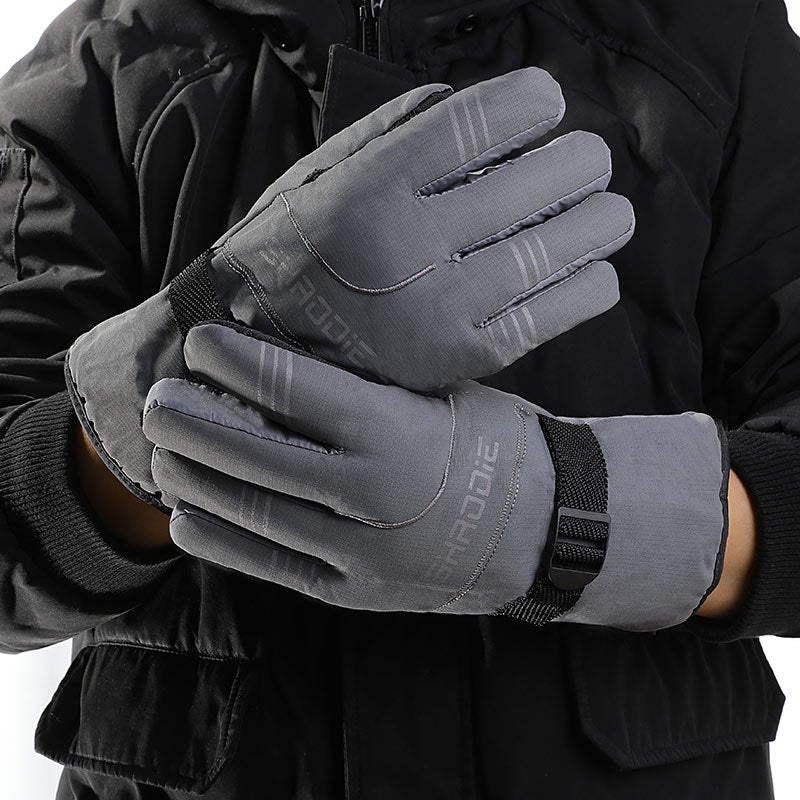 Men's Winter Fleece-lined Thickened Plus Size Thermal Cotton Electric Car Gloves