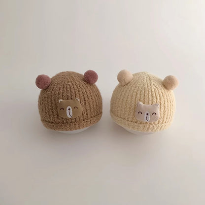 Cute Super Double Ball Bear Knitted Kids' Headwear