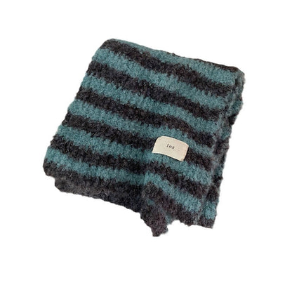 Striped Wool Warm Couple Retro Contrast Scarfs