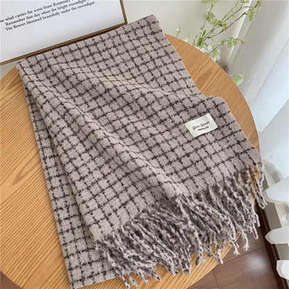 Women's & Men's Winter Atmosphere Korean Style Plaid Tassel Couple Warm Scarfs