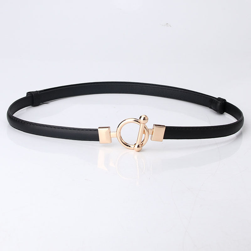 Women's Dark Leather Decoration Fashion Simple Dress Belts