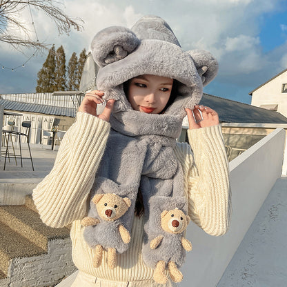 Children's Plush Bonnet Outdoor Windproof Cycling Warm Hat Kids' Headwear