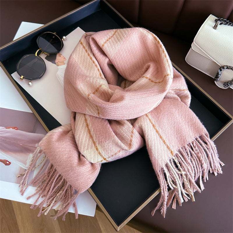 Style Plaid Winter Male Female Thickened Scarfs