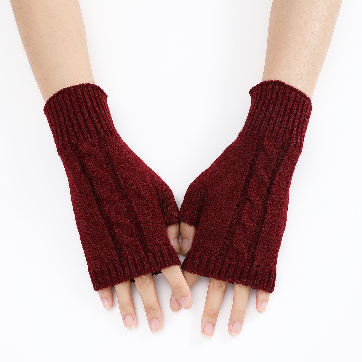 Women's & Men's Dew Half Finger Knitting Wool Warm Gloves