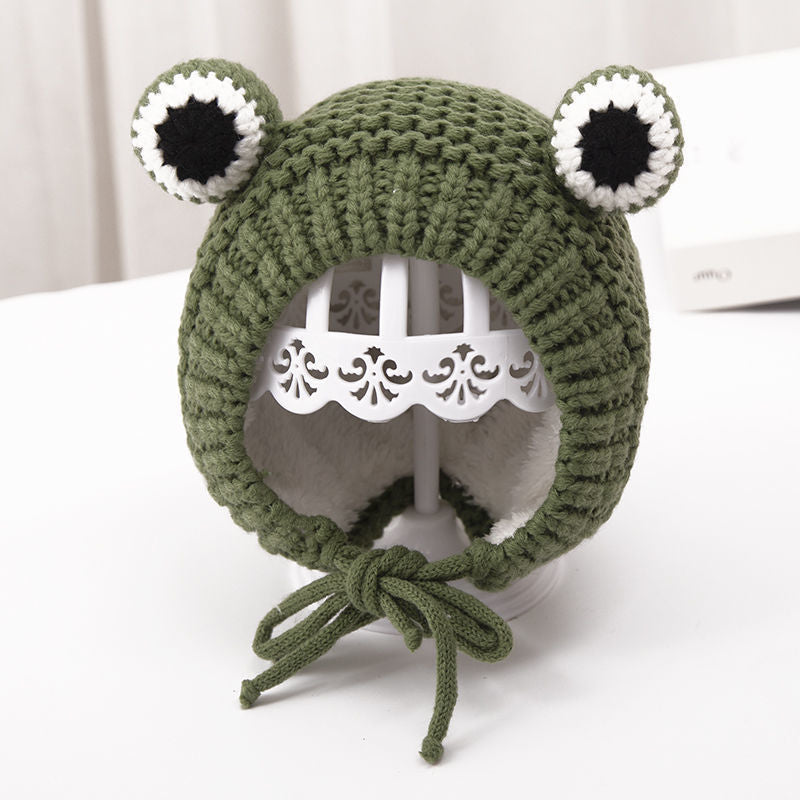 Big Eyes Frog Fleece-lined Woolen Hat Kids' Headwear