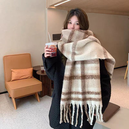 Women's Striped Korean Fashionable Versatile Winter Warm Scarfs