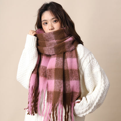 Women's Plaid Korean Thickened British Shawl High-grade Scarfs