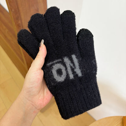 Men's Wool Keep Warm Winter Cold Protection Thickening Woolen Jacquard Gloves