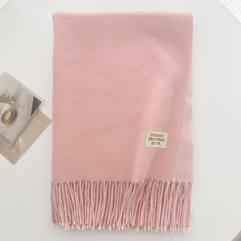 Solid Color Double-sided Two-color Artificial Cashmere Scarfs