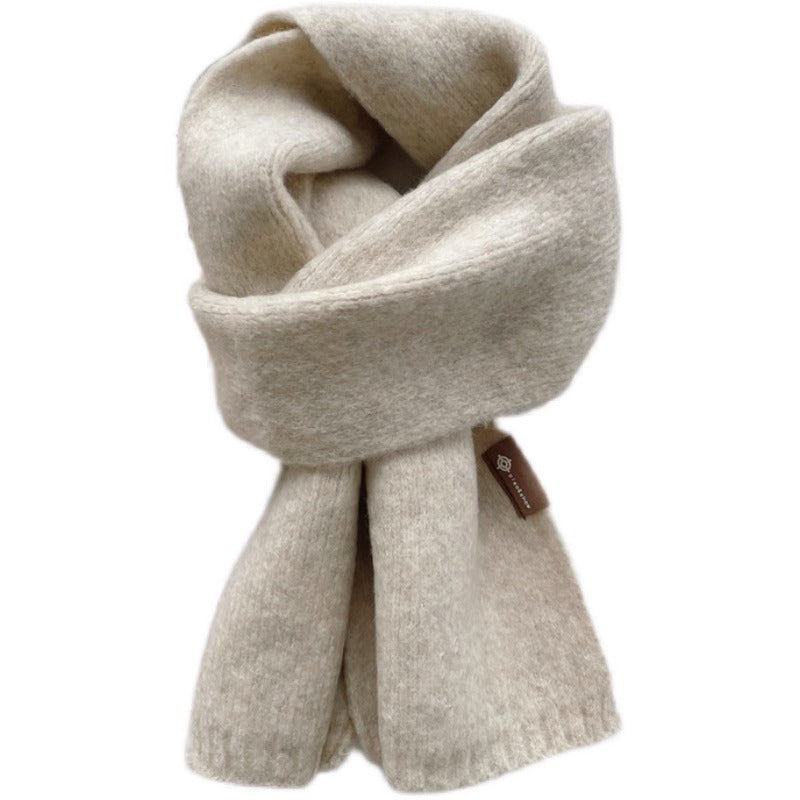 Color Korean Style White Soft Knitted Scarfs