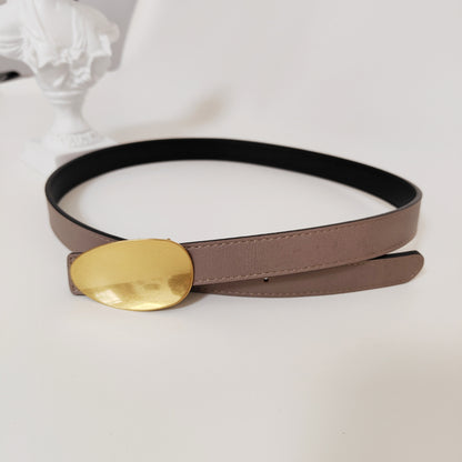 Women's Oval Genuine Leather Simple Decoration Korean Belts