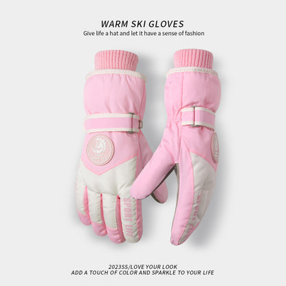 Women's & Men's Fleece-lined Thickened Warmth Retention Material Windproof Gloves