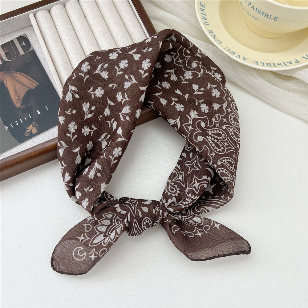 Small Square Towel Silk Female Autumn Summer Bandana Headband Scarfs