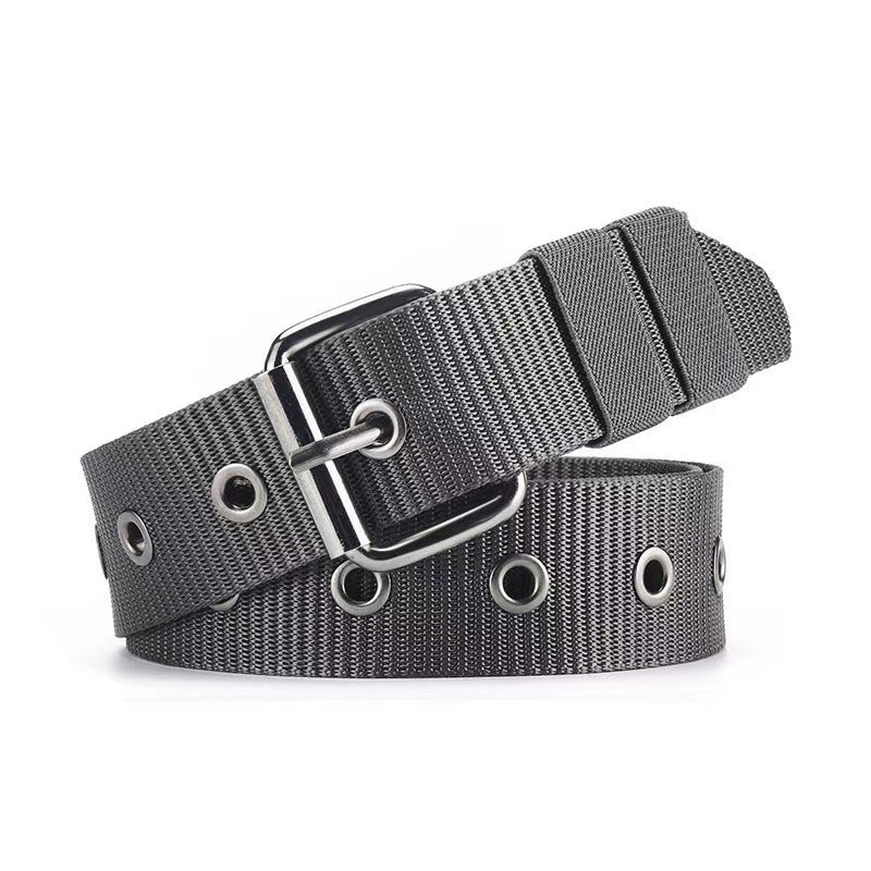 Women's & Men's Canvas Green Decoration Jeans Strap Porous Belts