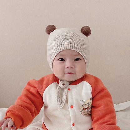 Ball Knitted Hat Male Female Ear Protection Wool Kids' Headwear