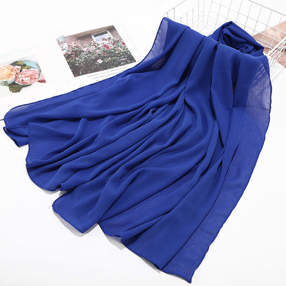 Women's Natural Wrinkle Monochrome Chiffon Material Breathable Scarfs