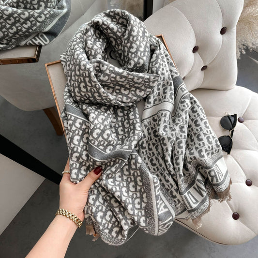 Women's Fashionable Letter Mid-length Warm Air Conditioning Scarfs