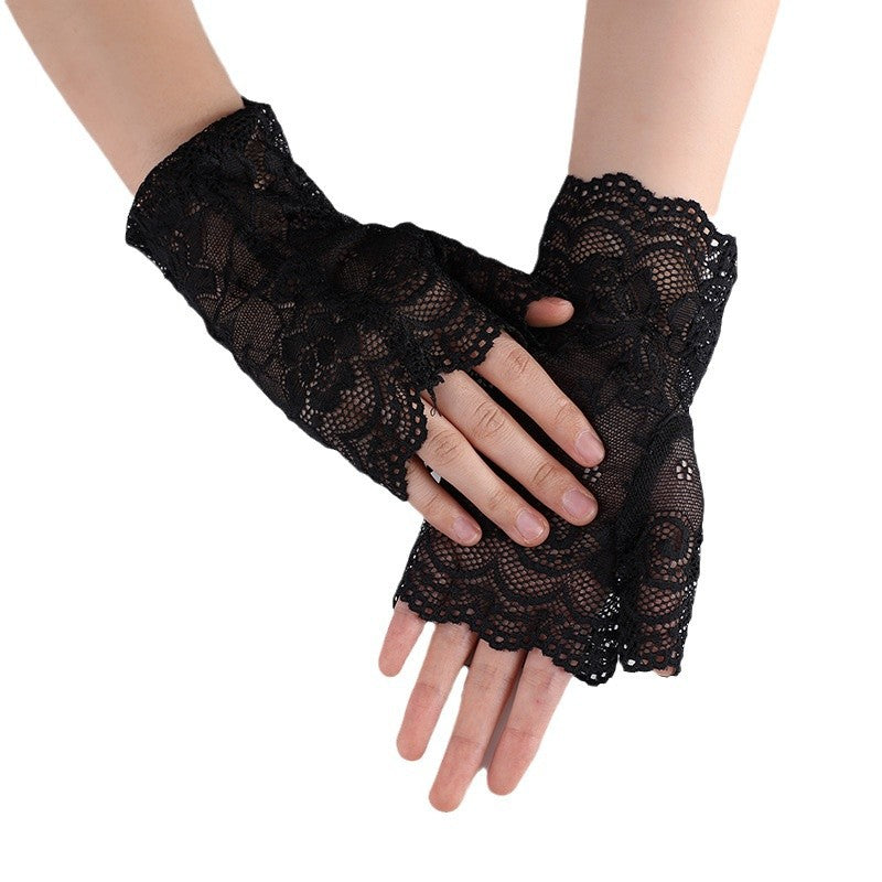 Women's Half Lace Driving Sun Protection Scar Gloves