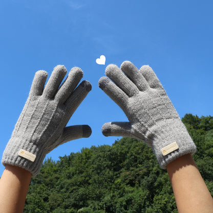 Women's Knitted Winter Warm Wool Riding Thickened Finger Gloves