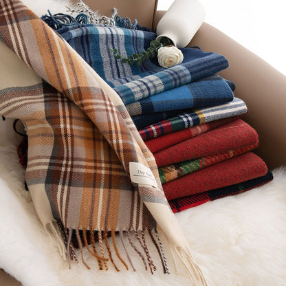 Women's Cashmere Feel Christmas Plaid High Sense Scarfs