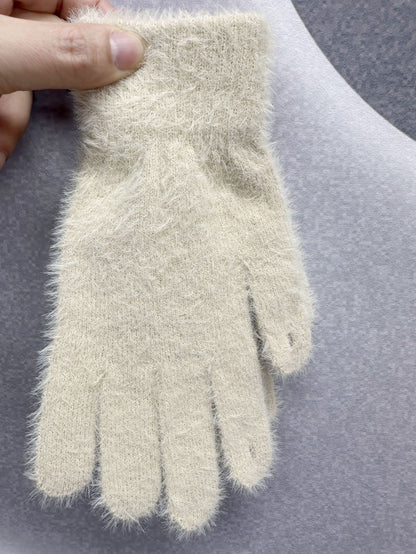 Women's Open Finger Touch Screen Solid Color Gloves