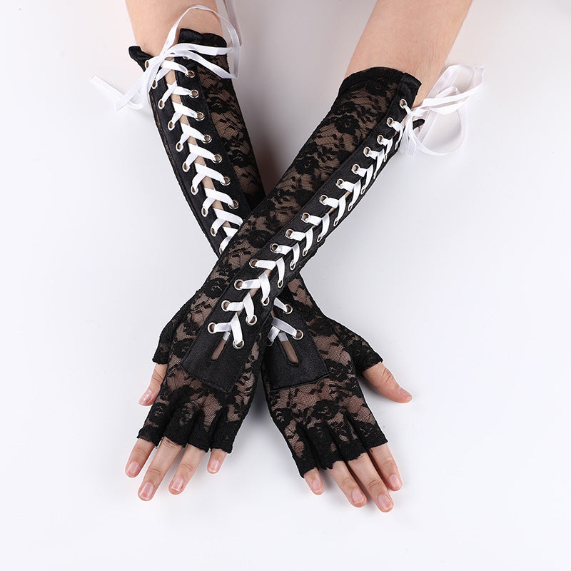 Lace Bandage Clinch Wedding Prom Half Gloves