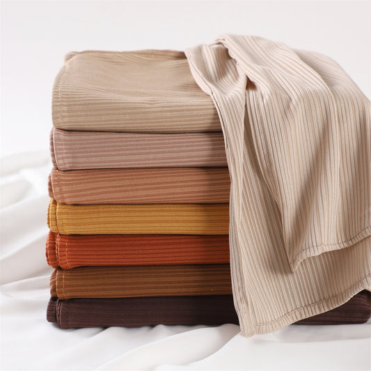 Women's Knitted Pure Color Soft Striped Bag Scarfs