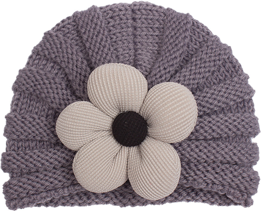 Children's Woolen Warm Comfortable Flower Sleeve Hat Kids' Headwear