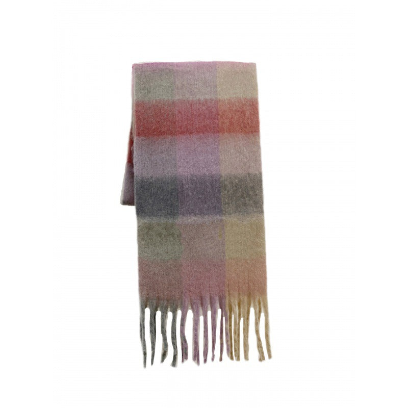 Warm Rainbow Plaid Long Soft Glutinous Scarfs