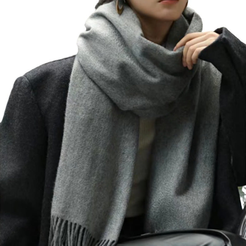 Women's Solid Color Winter Thickened High-grade Wool Scarfs