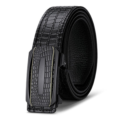 Men's Leather Automatic Buckle Casual Crocodile Pattern Business Belts