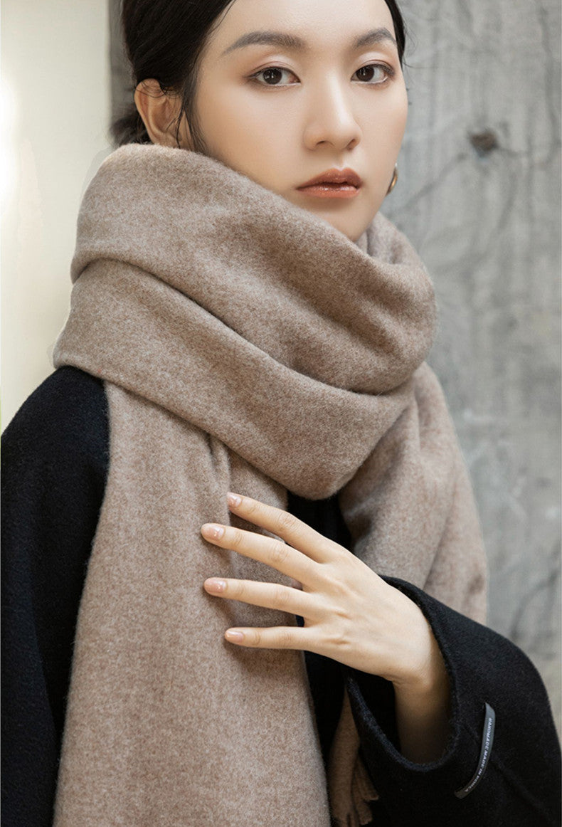 Women's Solid Color Winter Thickened High-grade Wool Scarfs