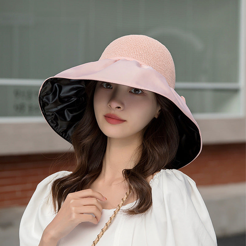 Female Summer Vinyl Buggy Bag Bucket Straw Hats & Caps