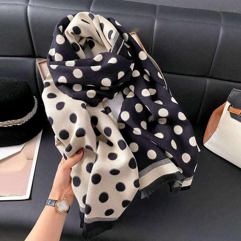 Women's For Outerwear Korean Style Polka Dot Double-sided Color Stitching Scarfs