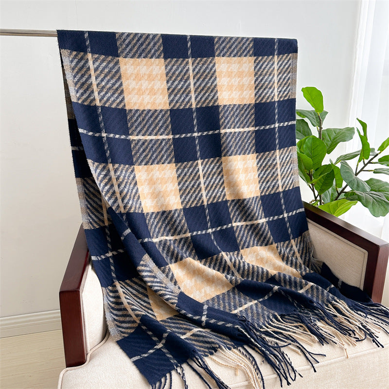 Style Plaid Winter Male Female Thickened Scarfs