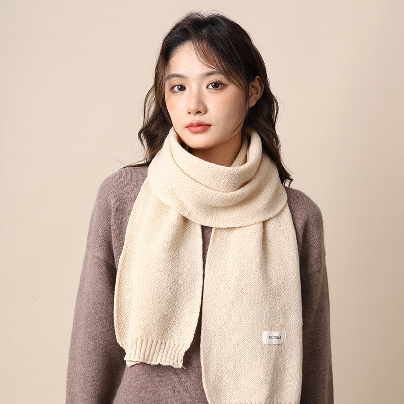 Women's & Men's High Sense Korean Style Warm Knitted Pure Color Scarfs