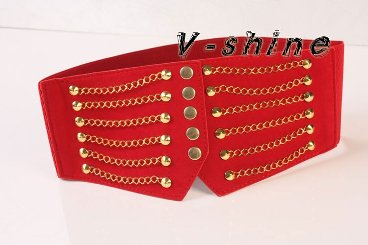 Women's Fashion Punk Extra Wide Chain Rivets Belts