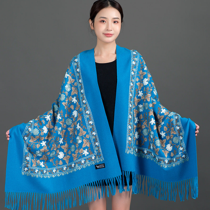 Red Embroidery Cashmere Female Cheongsam Air Scarfs